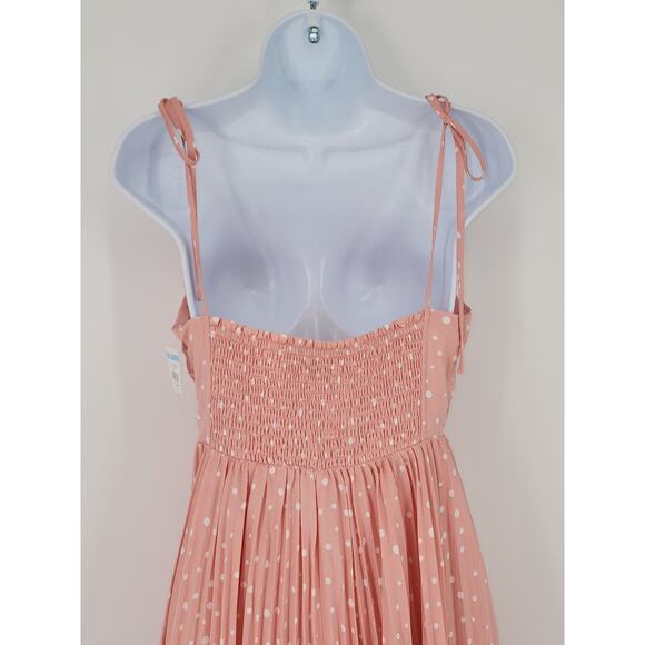 VICI Polka Dot Pleated Midi Sundress Pink White Women’s Size Medium - Picture 5 of 11